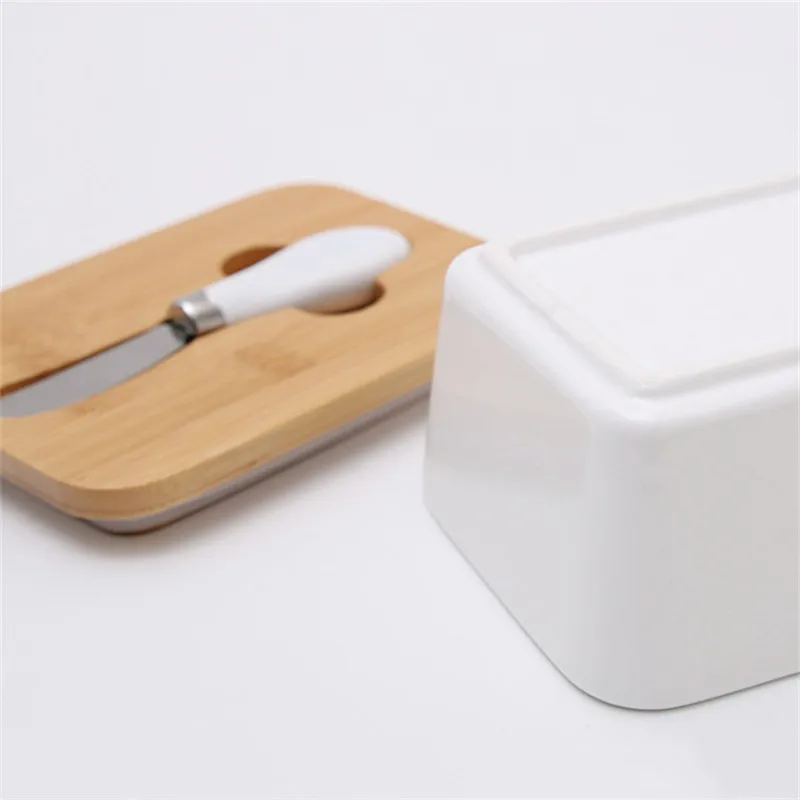 Скандинавская керамическая коробка для масла с деревянной крышкой и нож сыра