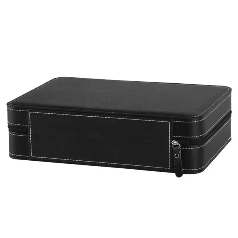 

Portable Watch Box Organizer PU Leather Casket with Zipper Classic Style 10 Grids Multi-Functional Bracelet Display Case