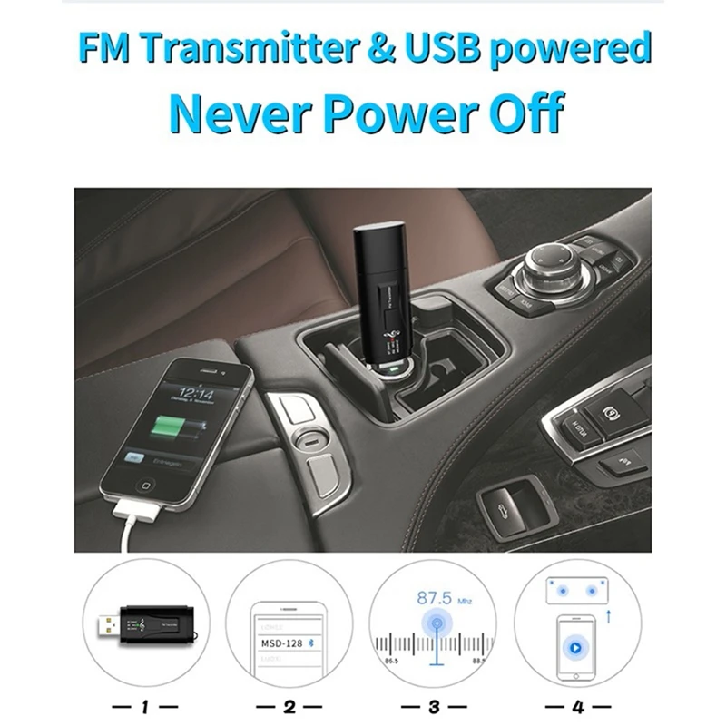 Портативный FM-передатчик Автомобильный приемник Bluetooth 5 0 USB FM-модулятор 3 мм AUX