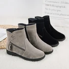 Зимние ботинки, Плюшевые Теплые ботильоны для женщин, зимняя водонепроницаемая женская зимняя обувь, ботинки на молнии, 2 цвета