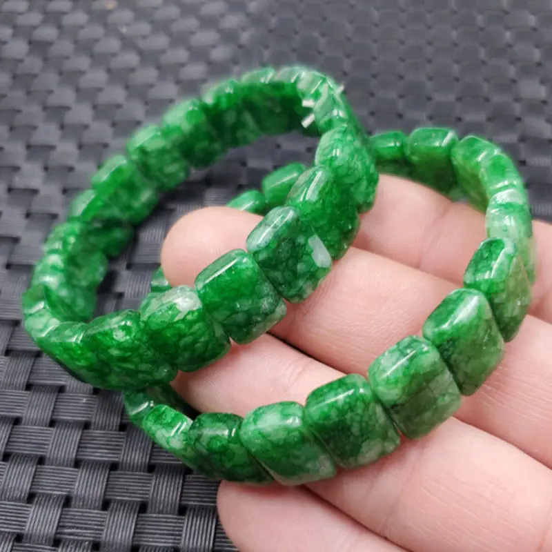 

Natural Green Jade Elastic Bracelet Men Women Healing Jewelry Emerald Myanmar Jadeite Beads Beaded Bangle Lucky Amulet Bracelets