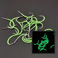 10pcslot 9 18 high carbon steel barbed luminous fishing hook annular stainless shape noctilucent fishhook accessories pesca