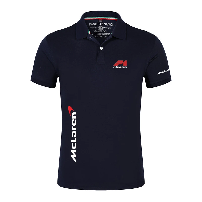 

2021 Unisex Mens Summer McLaren Car Logo Print Polo Harajuku Tops Shirt Male Solid Color T shirt For Cotton Short sleeves Tee