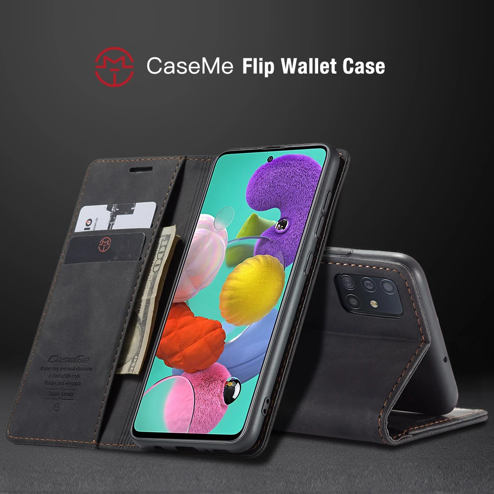 Кожаный чехол для Samsung Galaxy A51 A71 A81 A91 CaseMe Ретро кошелек роскошный магнитный