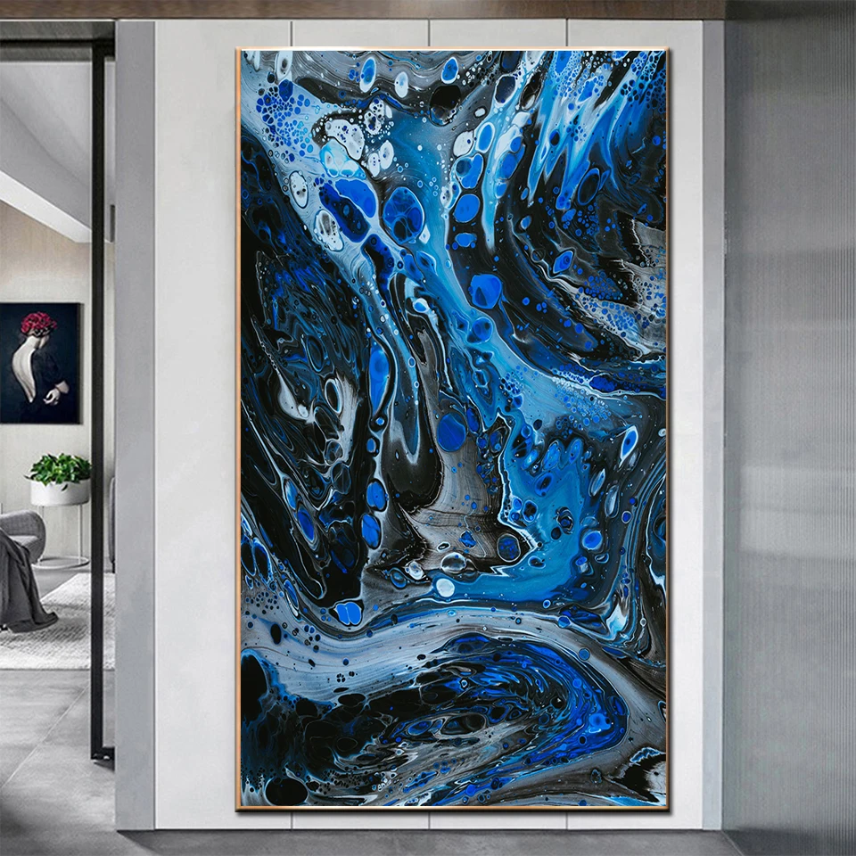 Алмазная 5d Вышивка сделай сам с голубыми пузырьками абстрактная картина большим