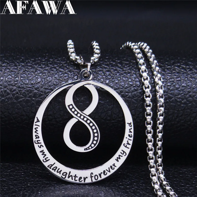 AFAWA любовь бесконечная петля символ любви к дочери серебряный цвет ожерелья и