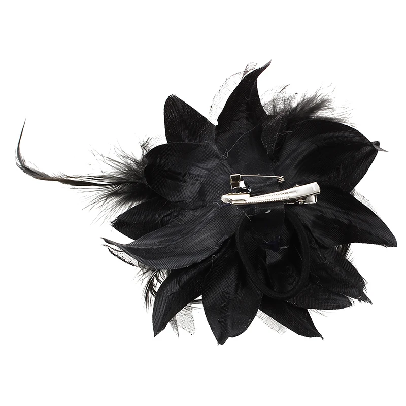 Новинка заколка для волос в виде цветка розы на шляпе черная вечерние женский