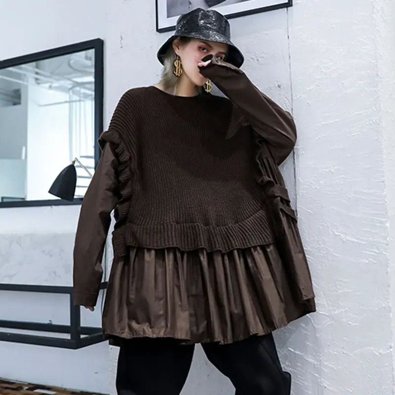 XITAO вязаный плиссированный свитер женская одежда 2019 пуловер элегантный из кусков