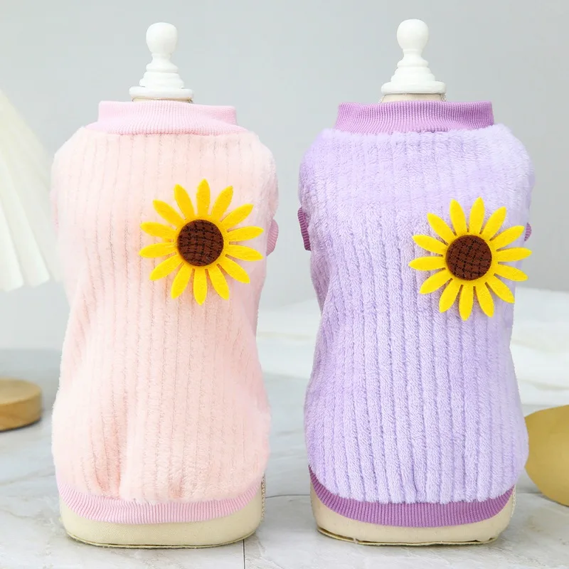 

Winter Dog Sweater with Sunflower For Small Medium Dogs Cats Cold Weather Pullover Pet Coat Jacket Costume Apparel Outfit