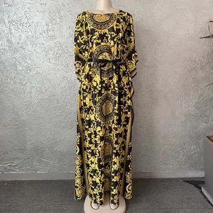 Платье-абайя с рукавом летучая мышь и принтом, модное Африканское платье Дашики, Рамадан, кафтан, свободные платья, Роскошные платья VKDR2057