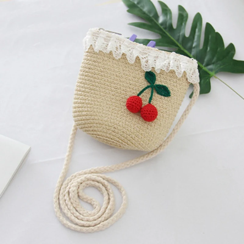 

Summer Sun Hat Kids Girls Beach Straw Bucket Hats Set Cute Children Handbag Cap Kids UV Protection Caps For 2-6 Years