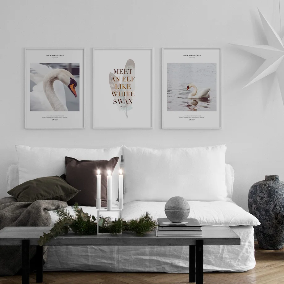 

Hold White Swan Lake Landscape Feather Quotes Wall Art Prints Paper Canvas Painting Nordic Poster Decor Pictures For Living Room