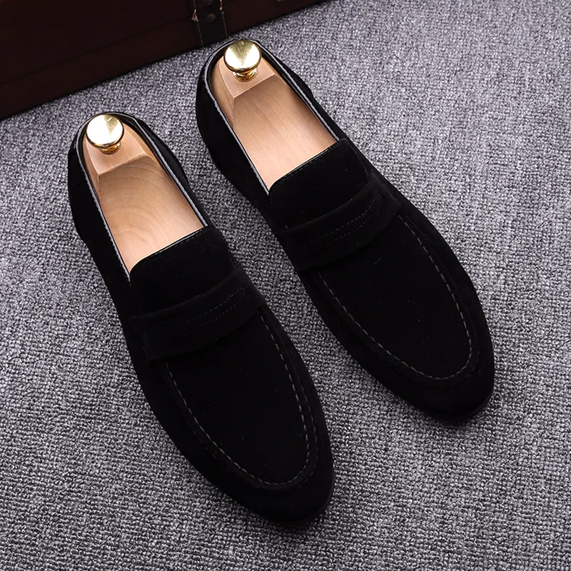 QWEDF Brand New 2019 Black Men Loafers Shoes Luxury Slip-on Moccasins Casual Suede Leather Men's Flats SY-32 | Обувь