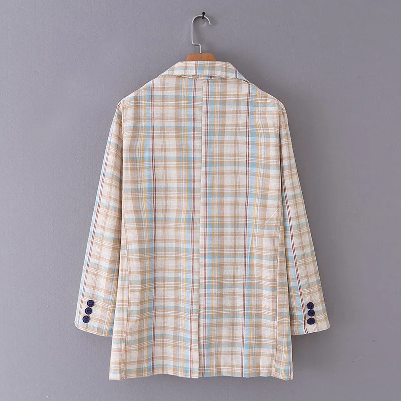 Женский клетчатый Блейзер длинный рукав Хаундстут элегантная клетчатая куртка