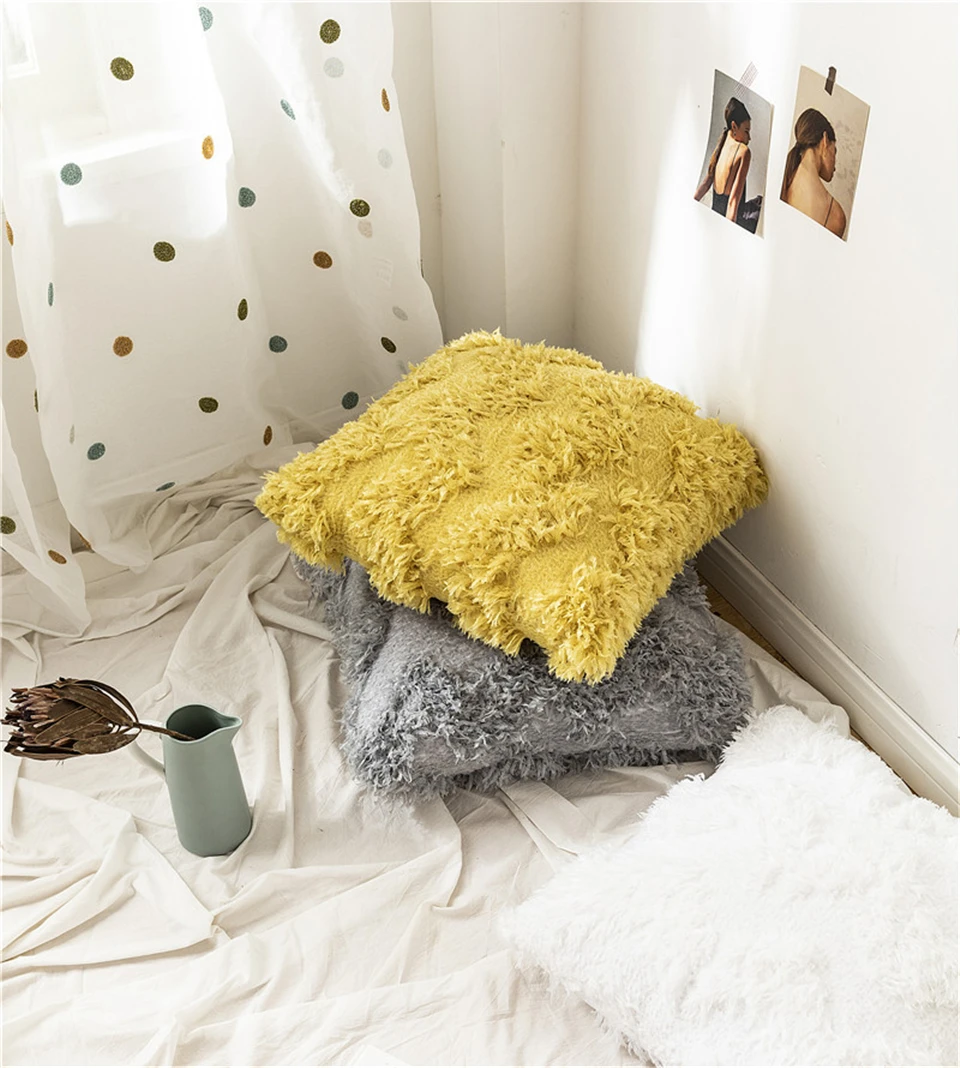 Скандинавская шикарная бархатная наволочка с розовыми перьями геометрическим