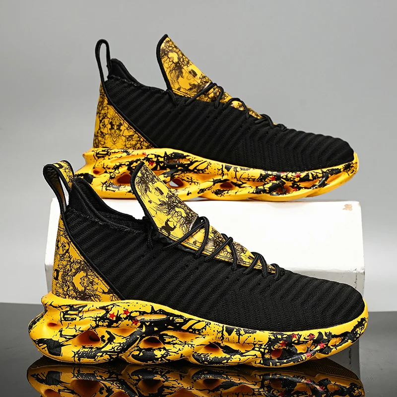 

Men sneakers light large size running shoes twist white 46 fashion breathable summer mesh high quality sports style