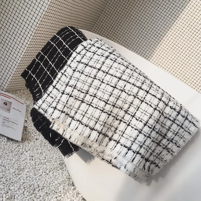 Европейский и американский Небольшой аромат черно-белый клетчатый кашемировый