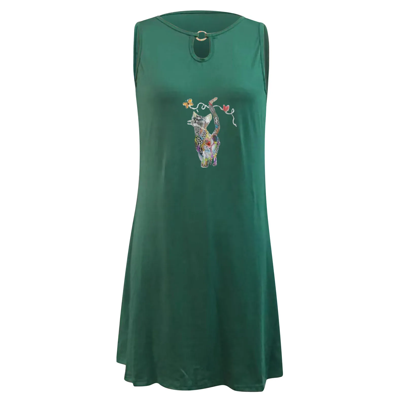 

Leak Back Pattern Casual Dress Fashion Women's Sleeveless O-neck Ladies Hollow Out Slim Mini Dress Beach Dress Robe Ete 2021