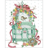 ribbon bird cage flower patterns counted cross stitch 11ct 14ct 18ct diy cross stitch kits embroidery needlework sets home decor