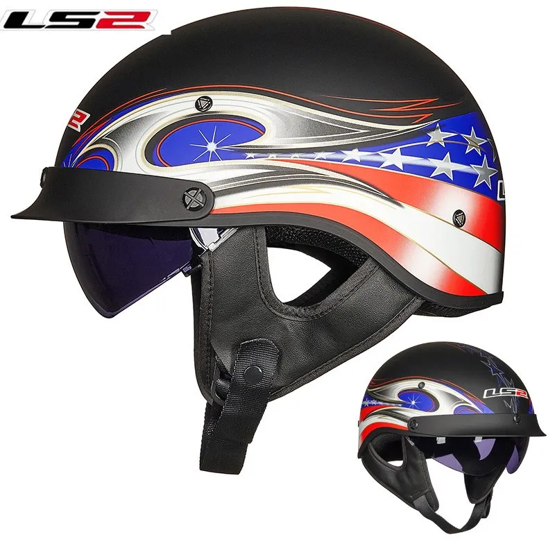 

LS2 OF526 мотоциклетный шлем с открытым лицом, для мужчин и женщин, ретро, полулицевой, винтажный, скутер