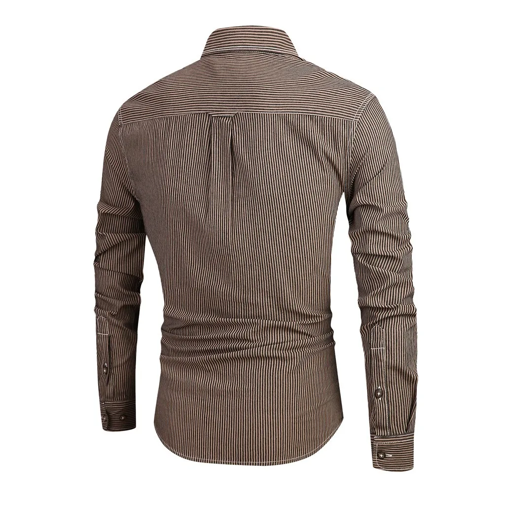 SAGACE многоцветная модная мужская рубашка с длинным рукавом и отложным воротником