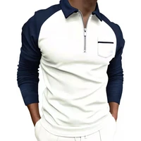 new polo shirts men casual patchwork striped blouse male turn down collar long sleeve tops vintage slim fit men clothing