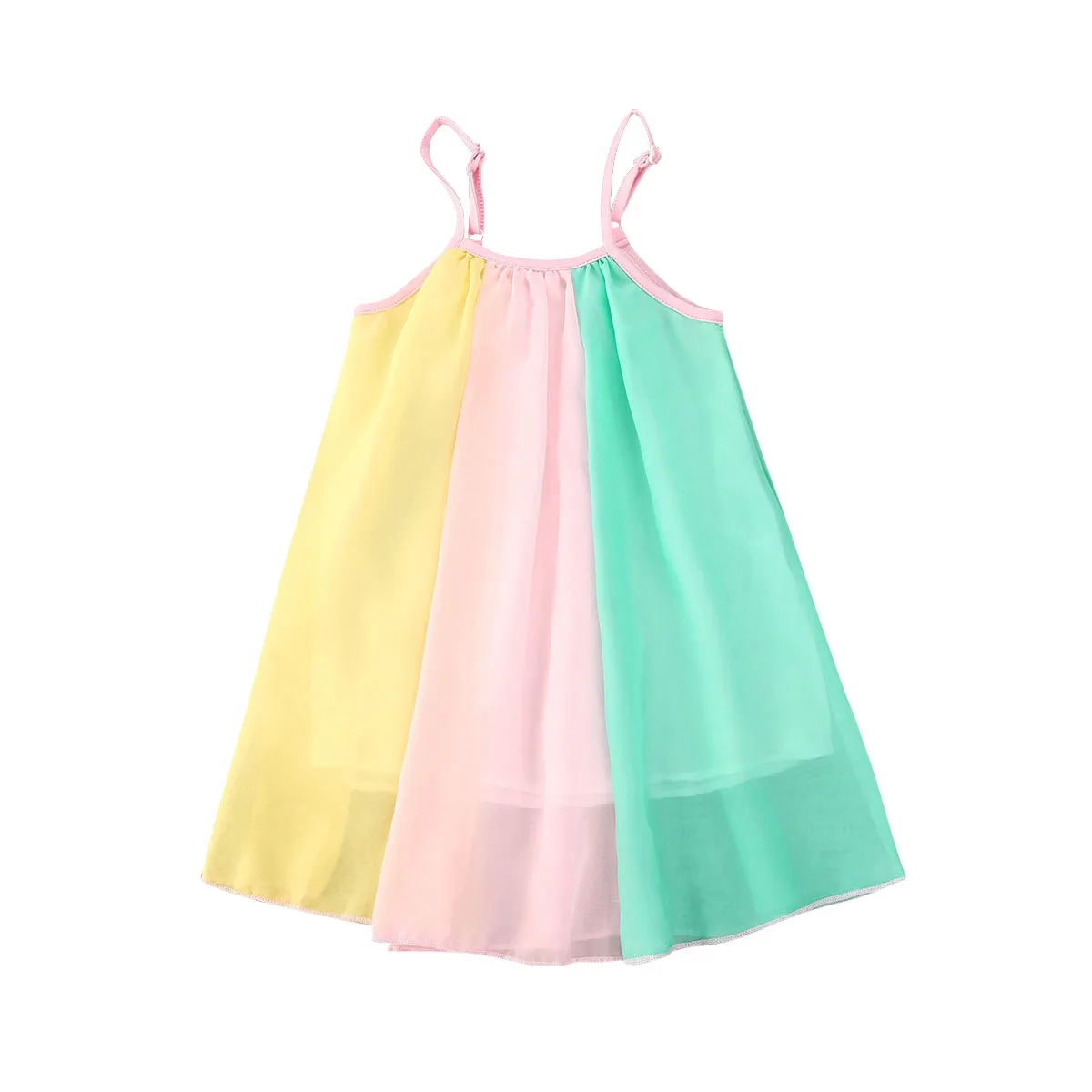 2020 Радужное платье на бретелях милое Хлопковое для маленьких девочек детское