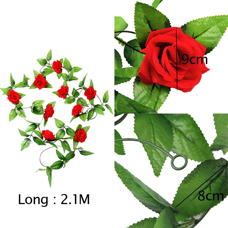 2020 новый искусственный Шелковый цветок розы Плющ Виноградная лоза листья