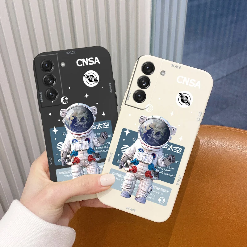 

Earth Astronaut Liquid Silicone Case For Samsung Galaxy S21 S20 FE S10 Ultra Plus S10e Note 20 ultra 10 9 Plus Pro Phone Cover