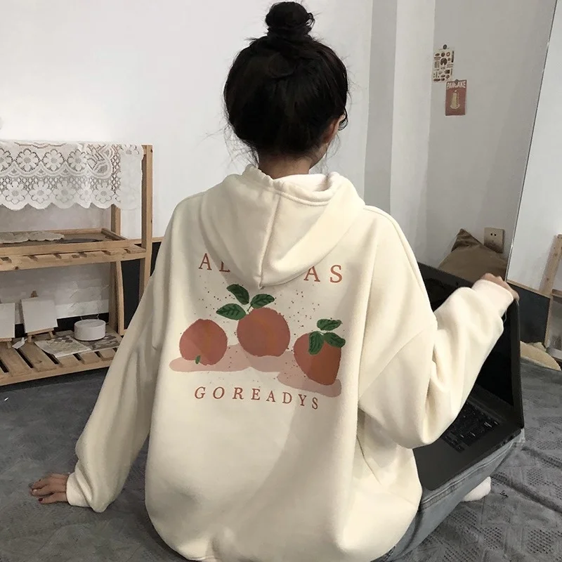 

Autumn 2021 Plush Top Hooded Sweater Autumn Winter Women's Loose Lazy Style Design Sense Coat Rac