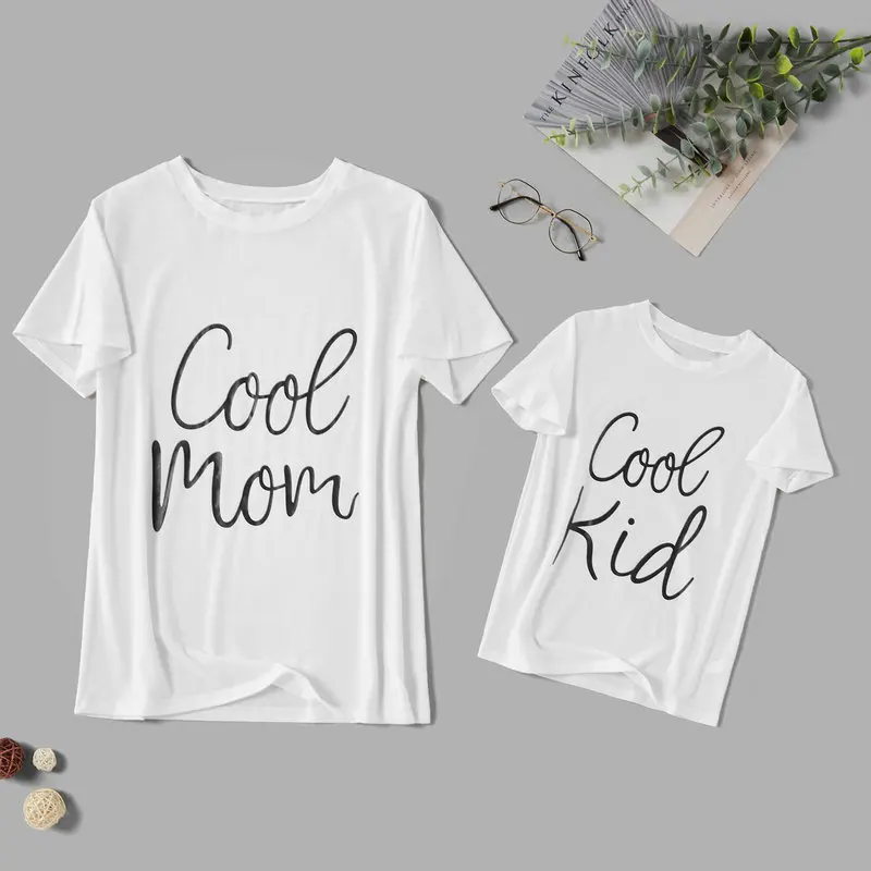 Платья одинаковые Семейные комплекты для мамы и дочки Одежда мальчиков футболка