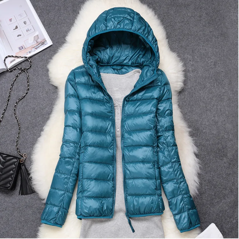 Женская зимняя куртка яркий пуховик женская короткая ультратонкая однотонная