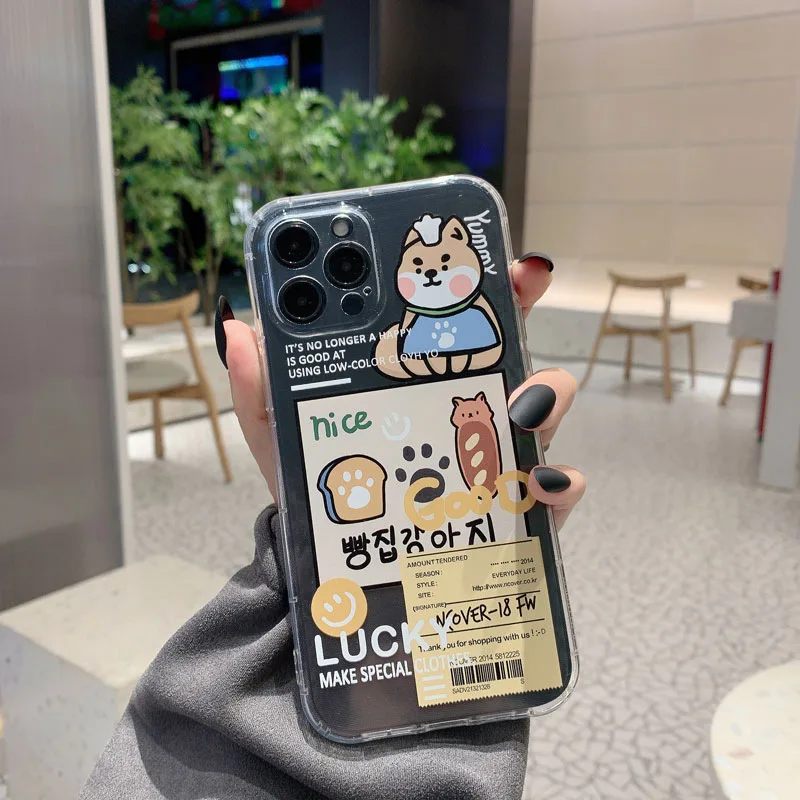 

Transparent cartoon dog phone case is suitable for iPhone11 12Pro Max mini X XR XS XSMax 8 7PluS anti-drop protective back cover