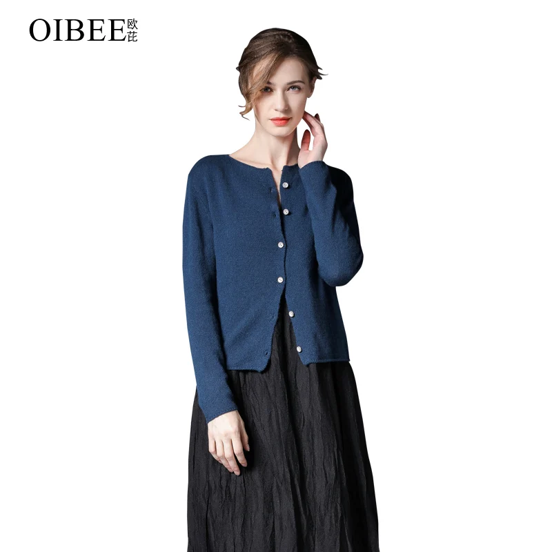 

OIBEE Cashmere Cardigan Short Jacket Women's Autumn 2020 Fashion All-match Shawl Short Top Crew Neck Sweater