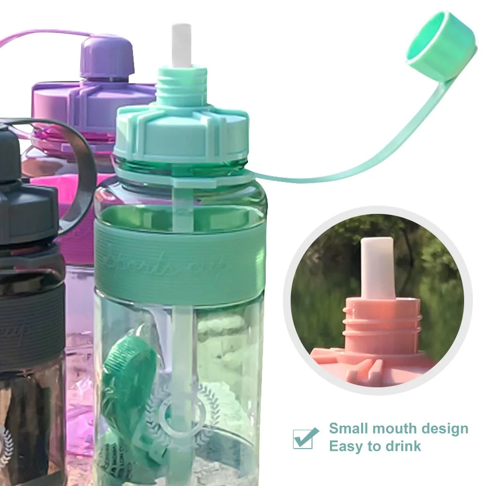 Спортивная бутылка для фитнеса на открытом воздухе с соломинкой большая емкость