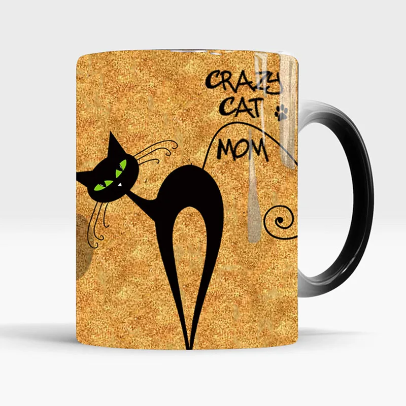 Новая кружка Crazy Cat Mom 350 мл милый кот магический керамический кофе кружки Новинка Термочувствительная меняющий Цвет единорог кошка чайная чашка-кружка