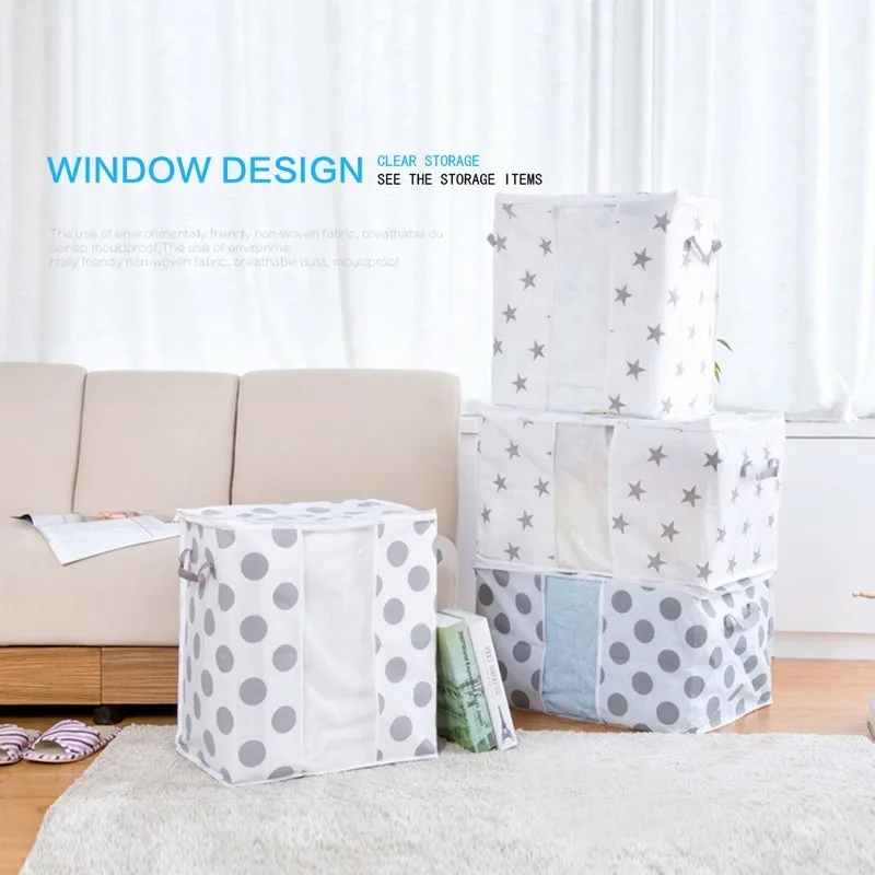 

1PC Non-Woven Quilt Clothes Storage Bag Organizer Textile Big Quilt Finishing Bag Quilt Moisture-Proof Clothing Wardrobe Storage