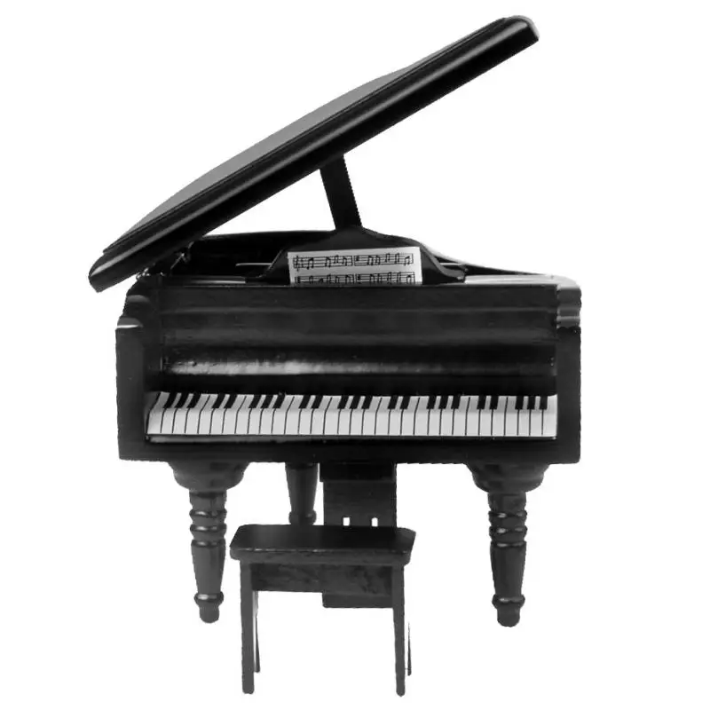 

1:12 Doll House Miniature Collectable Gift Classic Black Wooden Piano Stool