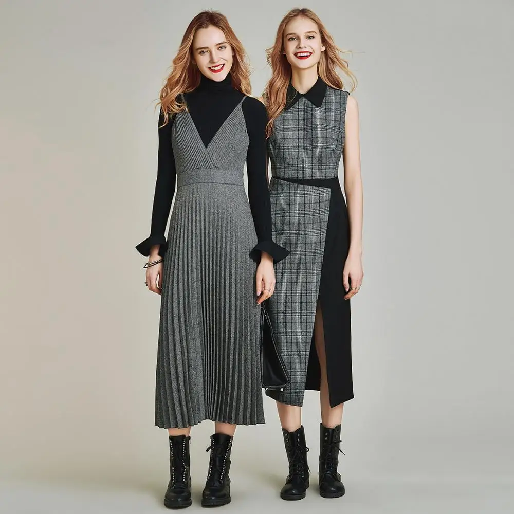 Хавва осень и зима Новая мода женщин v образным вырезом Спагетти ремень спинки