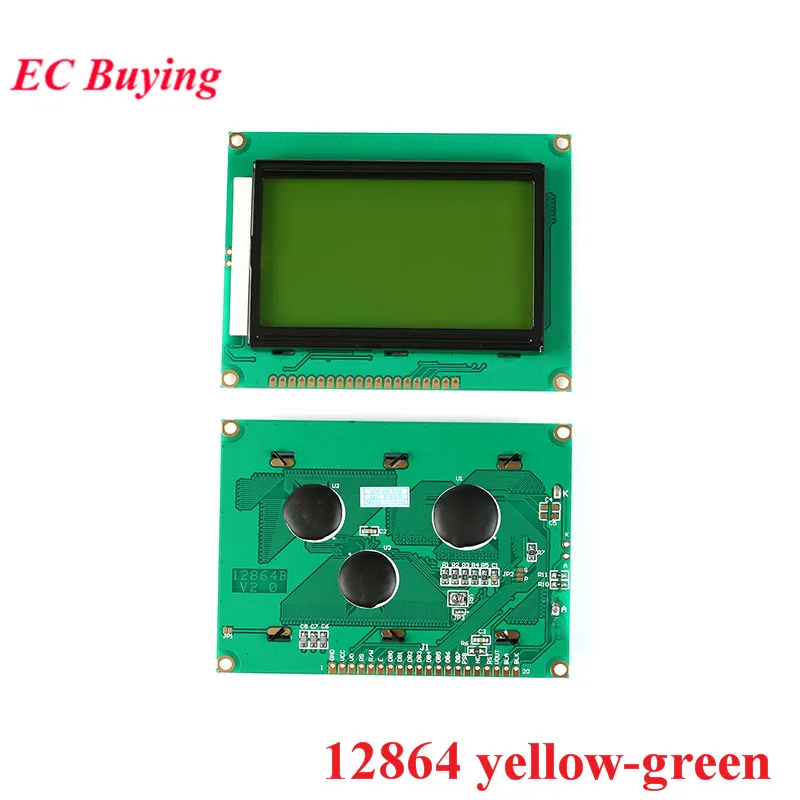 12864 yellow-green ЖК-модуль 1602 1602A J204A 2004A 12864 12864B T ЖК-дисплей модуль синий желто-зеленый экран дисплей IIC I2C 3,3 V/5 V для Arduino - Цвет: 12864 yellow-green