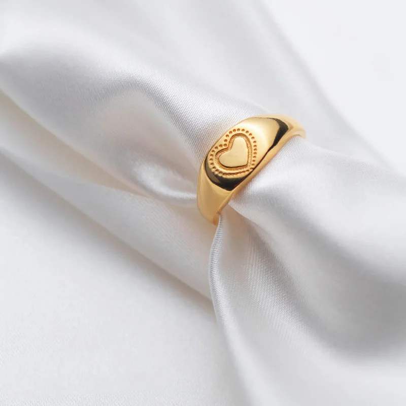 Trusta настоящее милое 925 пробы Серебряное кольцо Золотое сердце/снег выгравировано