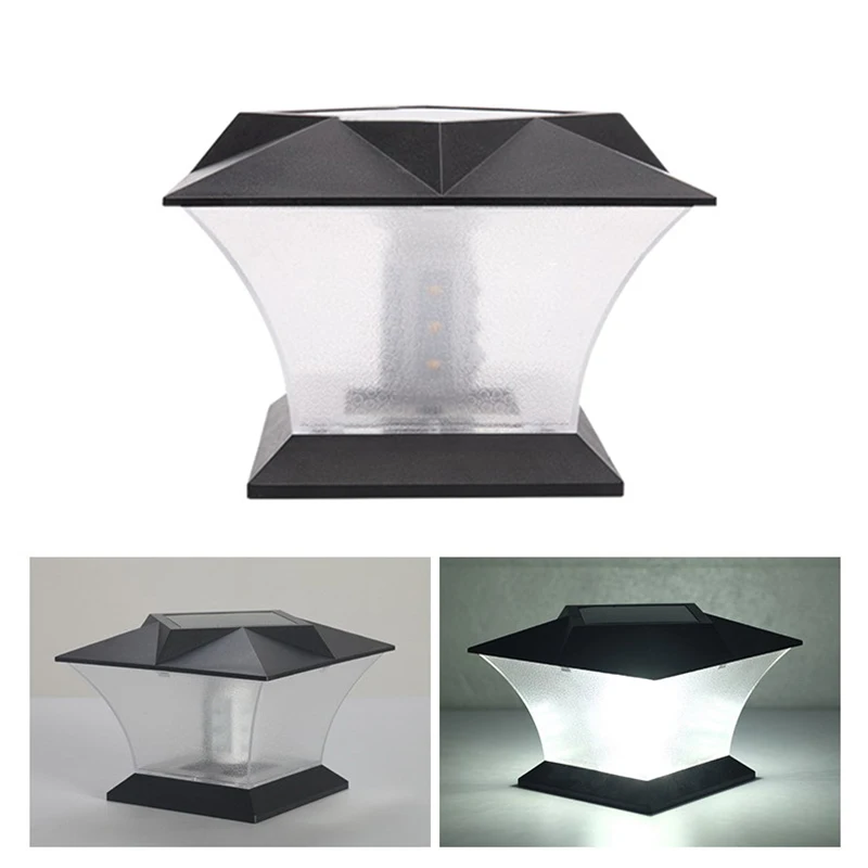 

Post Light Outdoor Garden Solar Powered Deck Cap Square Fence Post Lights Black Solar Pillar Light Villa Wall Landscape Patio