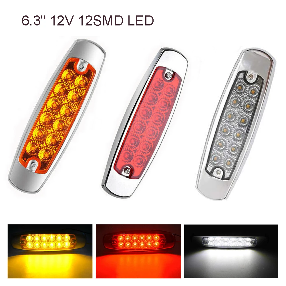 

12 В красный/белый/желтый 6,3 "12SMD Светодиодный Боковой габаритный габарисветильник фонарь стробоскоп задний фонарь для прицепа дальнего свет...