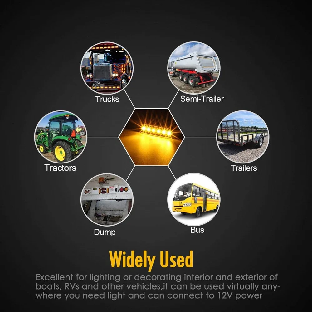 Fuleem 10 шт. 3 8 дюйма копченые линзы Янтарный Светодиодный Боковой габаритный