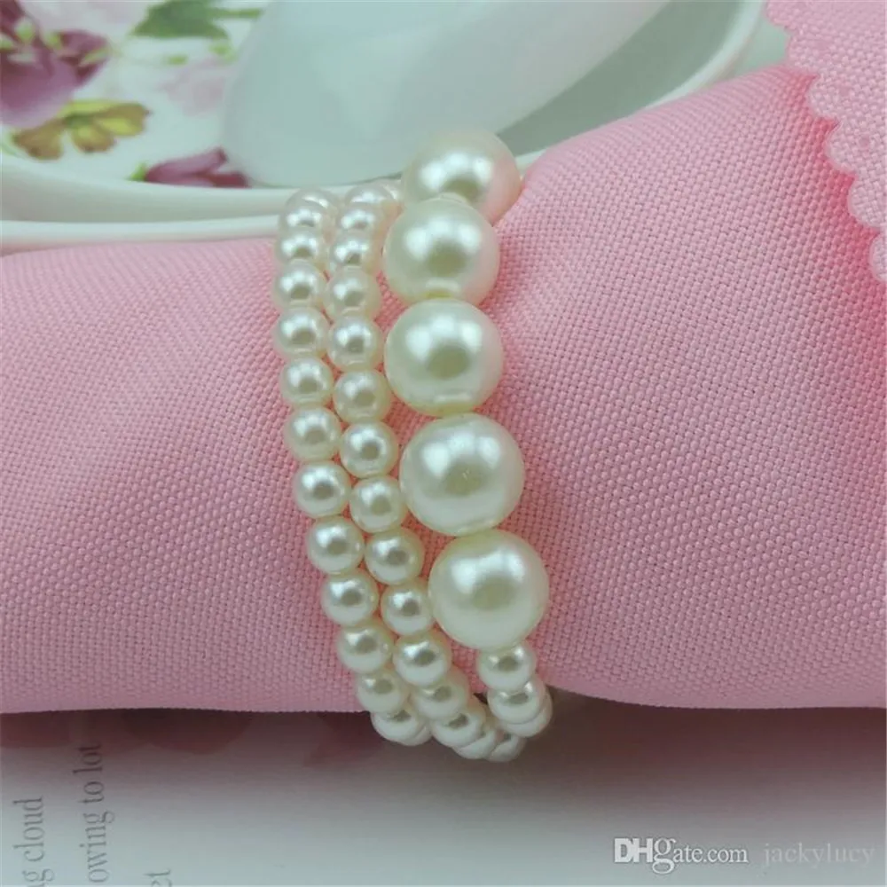 

New Shiny Pearls Napkin Rings For Wedding Favor Supplies Party Table Decoration Accessories Top Quality Free Shipping