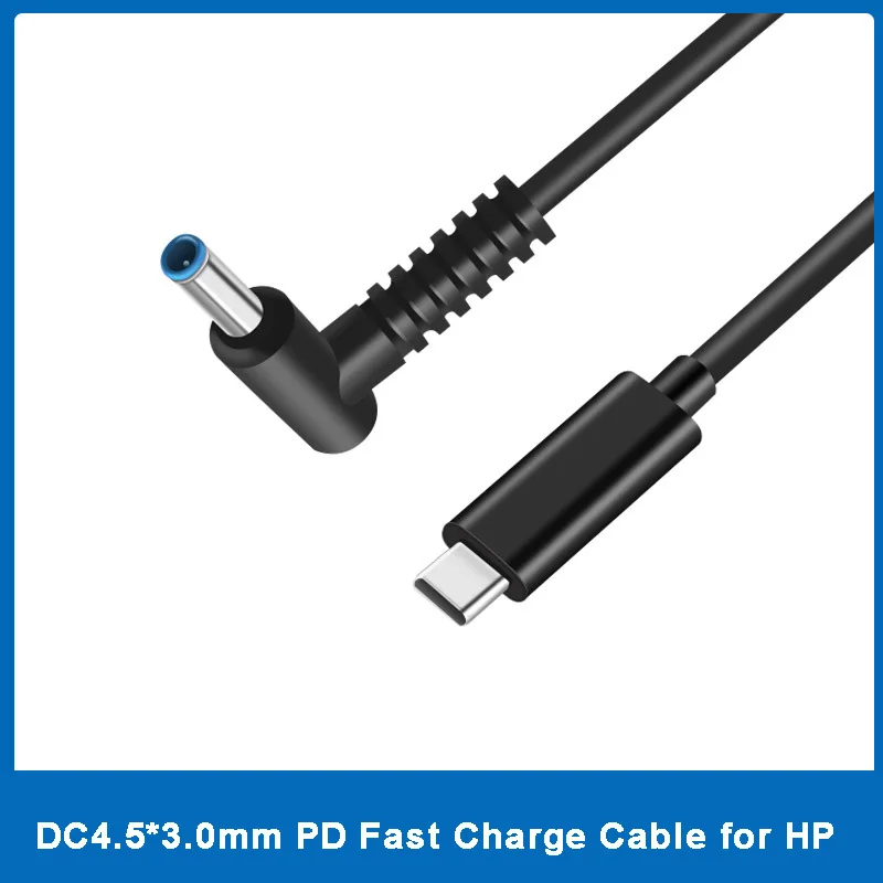 Adaptador USB, USB tipo C a 4,5*3,0mm de enchufe adaptador de corriente convertidor portátil Cable de carga de Cable para HP Stream 11 13 14 división 13x2 Notebook
