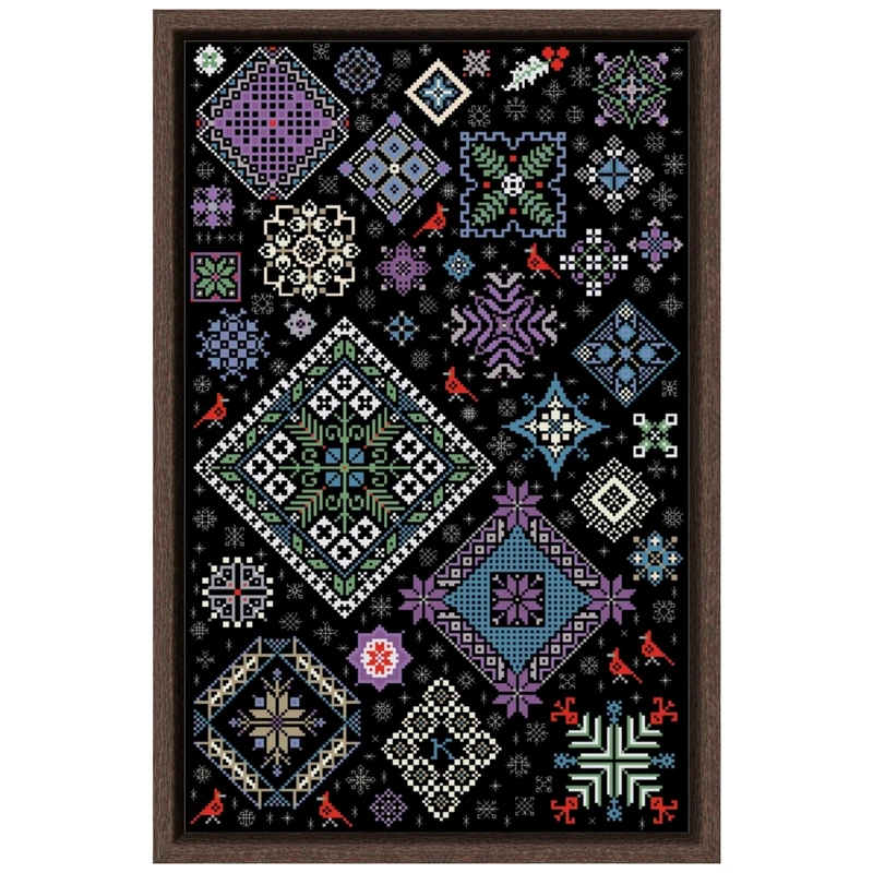 

Winter story cross stitch kit simple pattern 18ct 14ct 11ct black fabric cotton thread embroidery DIY handmade wall big picture