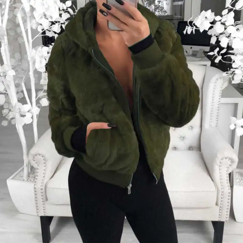Осенне-зимние пальто и куртки женское плюшевое с капюшоном женская теплая куртка