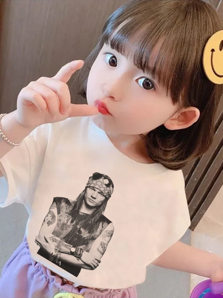 Детская футболка из 100% чистого хлопка с надписью Guns N Roses для мальчиков и девочек