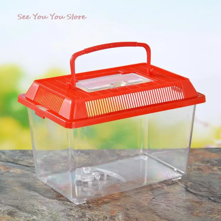 

Great Portable Handheld Plastic Fish Tank Transparent Cutout Design For Turtle PetFish And aquarium Accessories